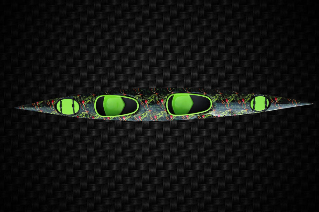 Odyssey Duo, double kayak in a green jungle print